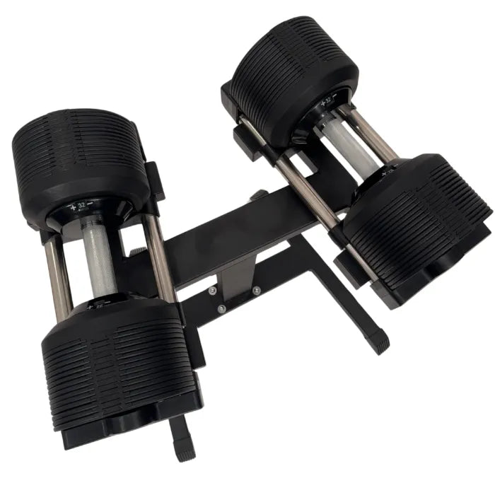 Verstelbare dumbbellset t/m 20 kg inclusief opbergrek