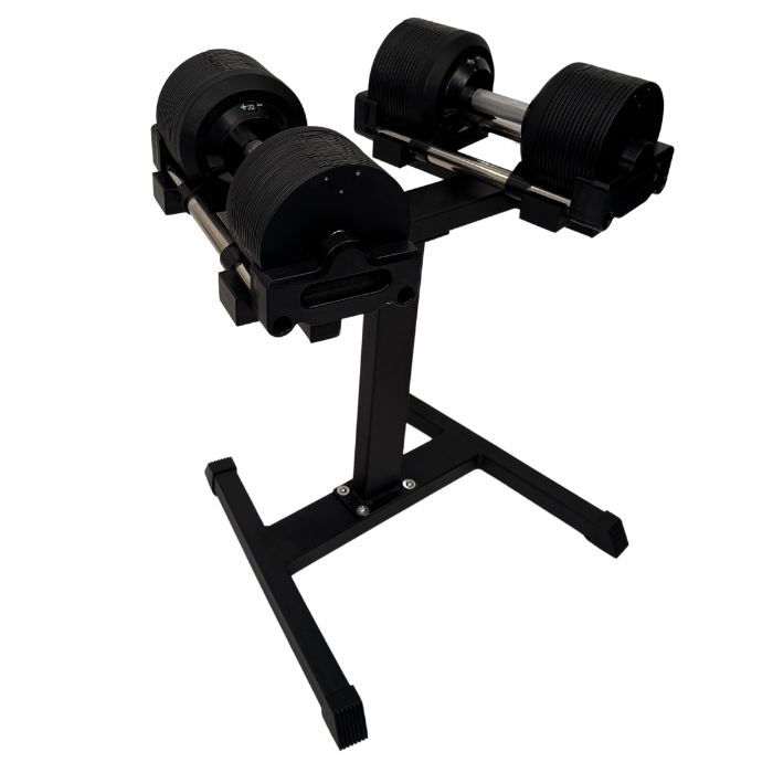 Verstelbare dumbbellset t/m 20 kg inclusief standaard - productafbeelding 1