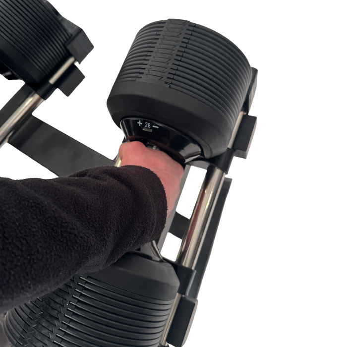 Verstelbare dumbbellset t/m 20 kg inclusief standaard - productafbeelding 3