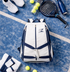 EZRIO SPORTS Padeltas Classic Wit Blauw — 40L | Waterdicht PU Leer | 2 Racketvakken