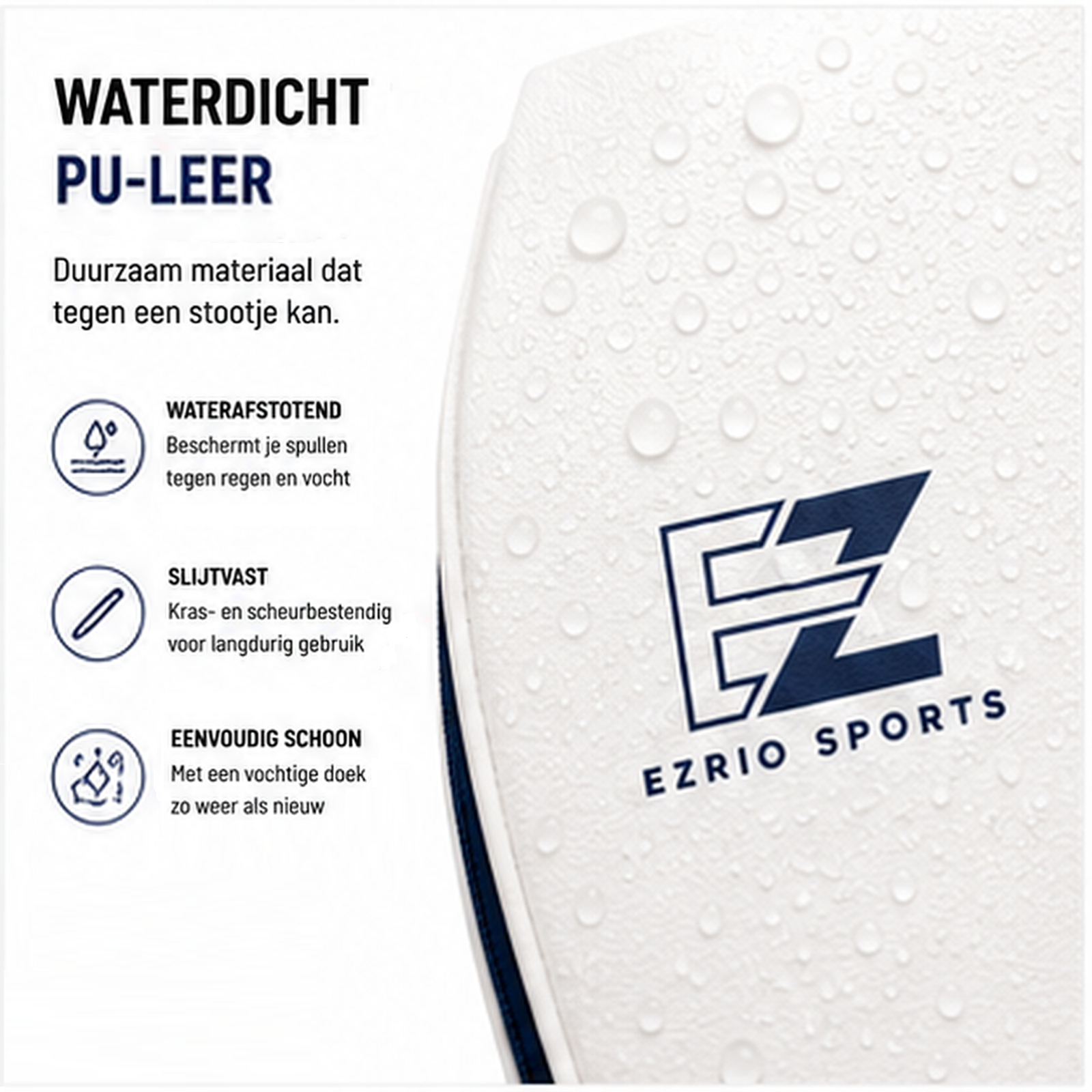 EZRIO SPORTS Padeltas Classic Wit Blauw — 40L | Waterdicht PU Leer | 2 Racketvakken