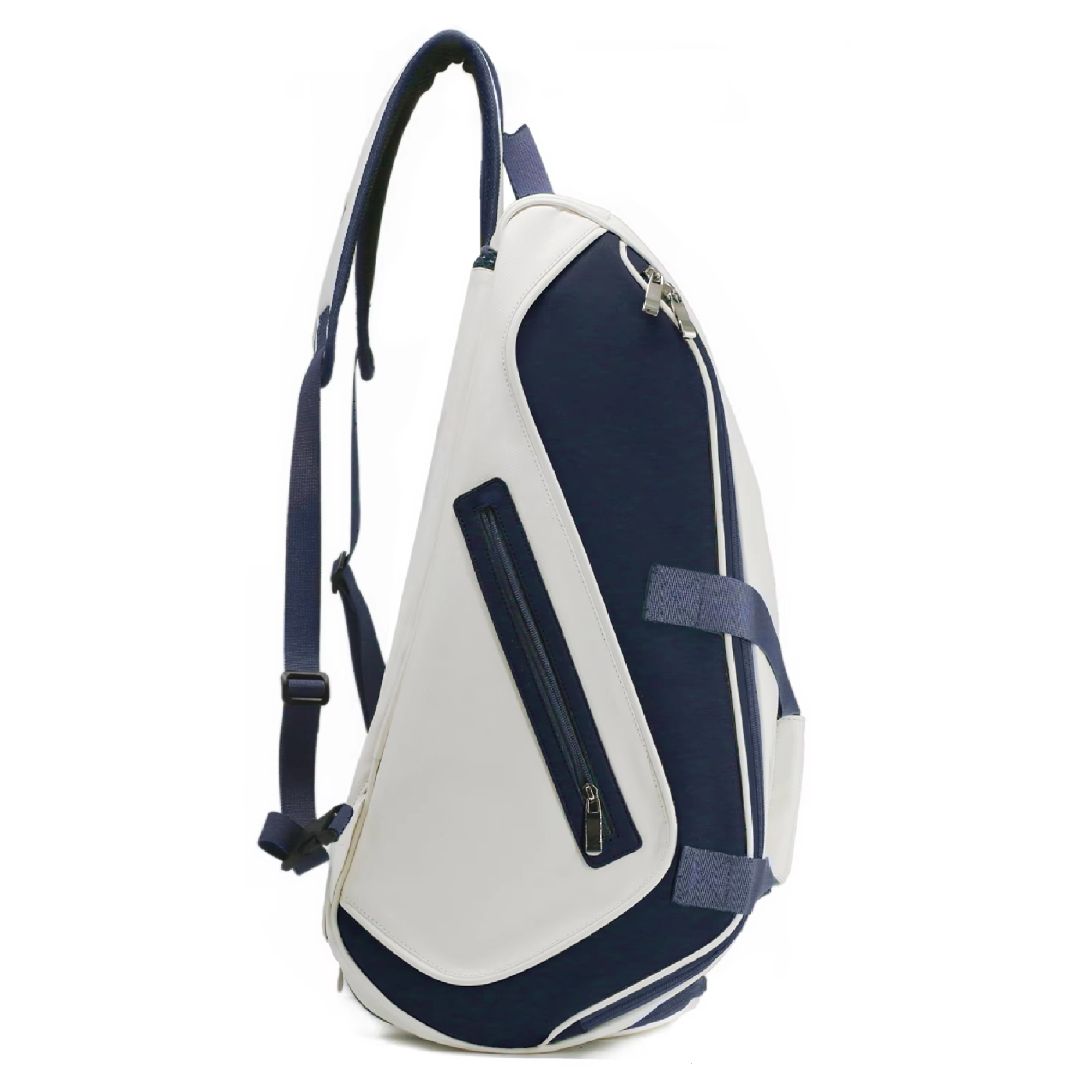 EZRIO SPORTS Padeltas Classic Wit Blauw — 40L | Waterdicht PU Leer | 2 Racketvakken