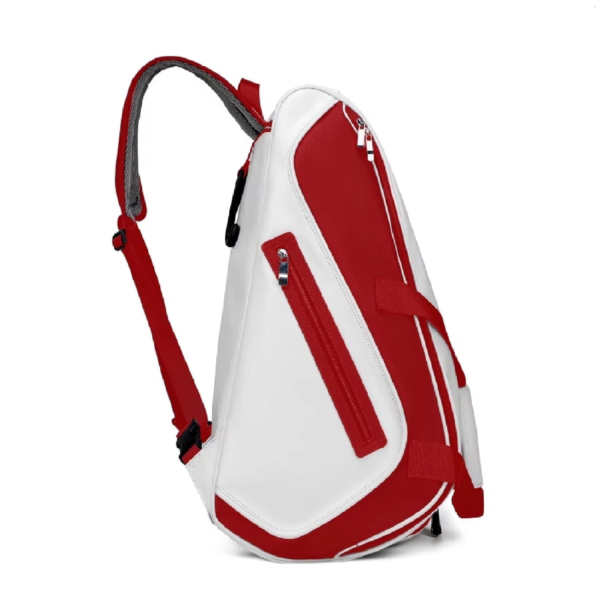 EZRIO SPORTS Padeltas Classic Wit Rood — 40L | Waterdicht PU Leer | 2 Racketvakken