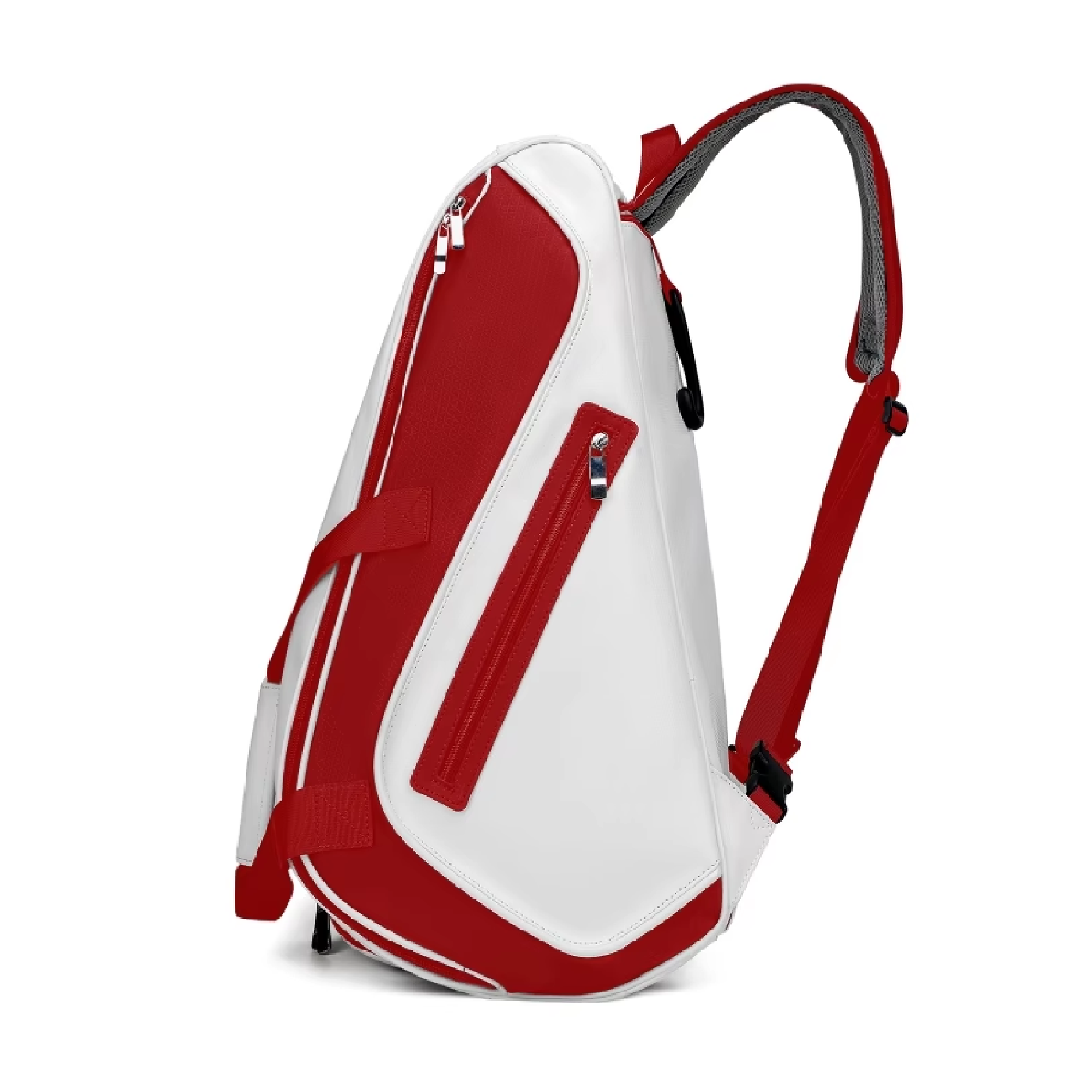 EZRIO SPORTS Padeltas Classic Wit Rood — 40L | Waterdicht PU Leer | 2 Racketvakken