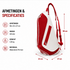 EZRIO SPORTS Padeltas Classic Wit Rood — 40L | Waterdicht PU Leer | 2 Racketvakken