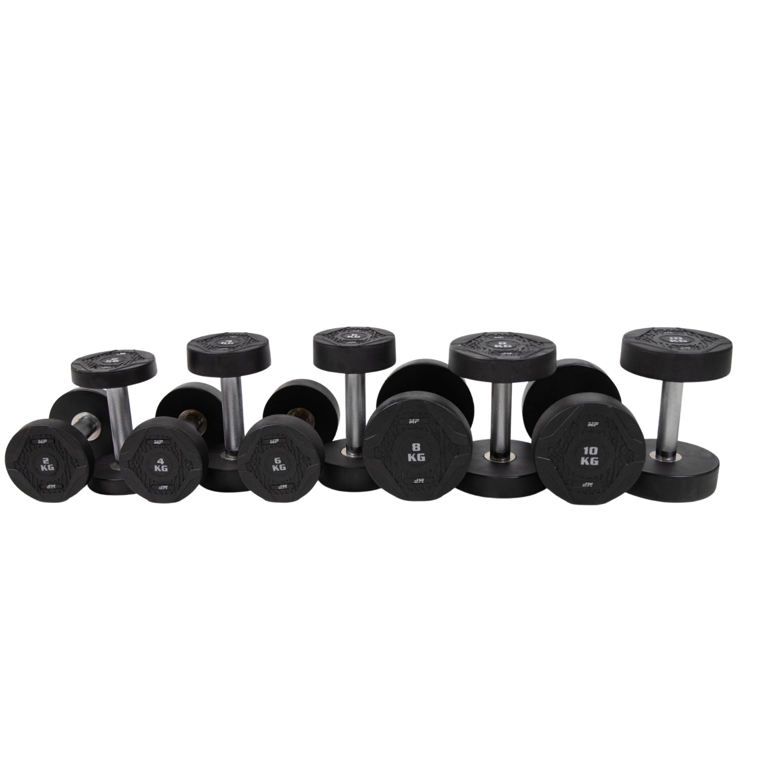 MP1012 Ronde rubber dumbbellset 2-20 kg - productafbeelding 3