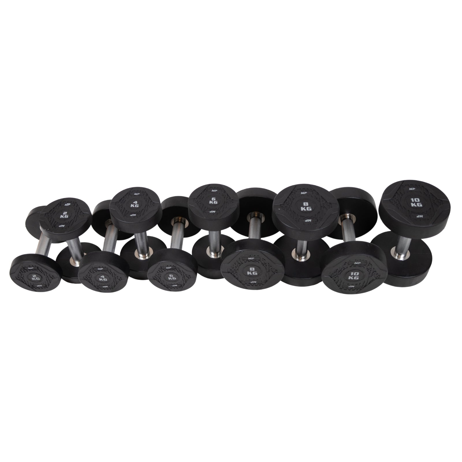 MP1012 Ronde rubber dumbbellset 2-20 kg - productafbeelding 1