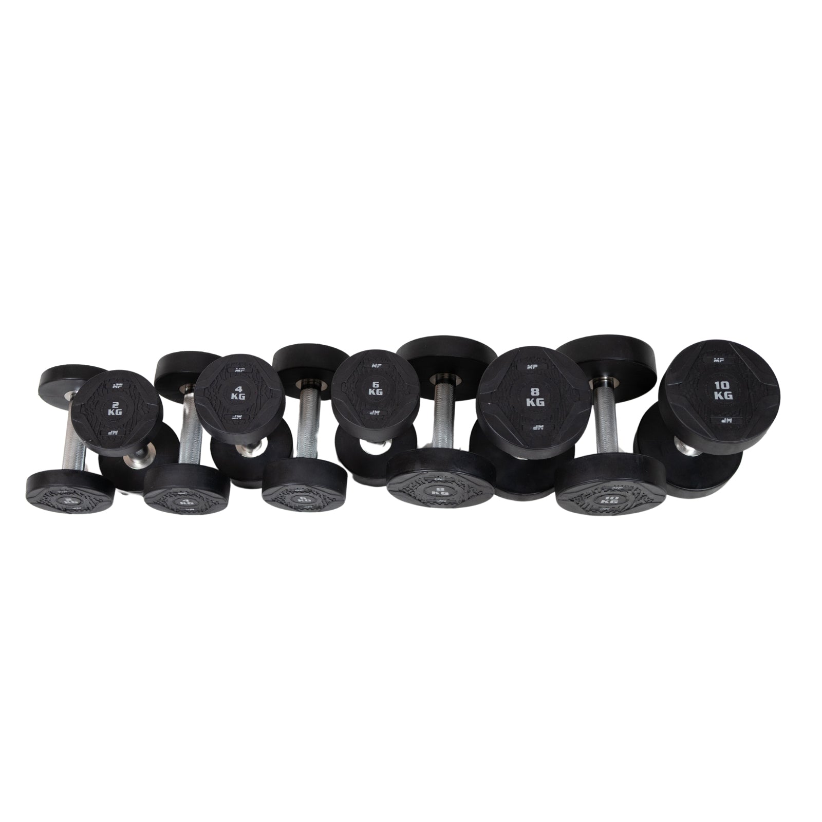 MP1012 Ronde rubber dumbbellset 2-20 kg - productafbeelding 2