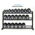 Muscle Power Dumbbellrek 3-laags — 160cm | Mat Zwart | Hexa & PU Dumbbells