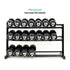 Muscle Power Dumbbellrek 3-laags — 160cm | Mat Zwart | Hexa & PU Dumbbells