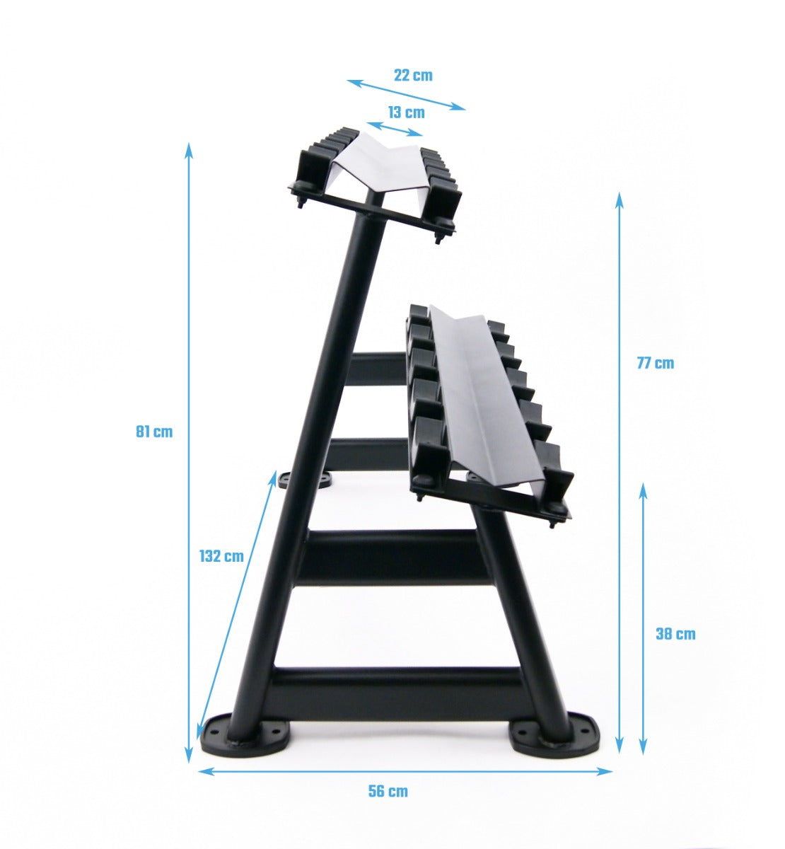 Dumbbellrek met aflegschalen voor 5 sets - productafbeelding 4