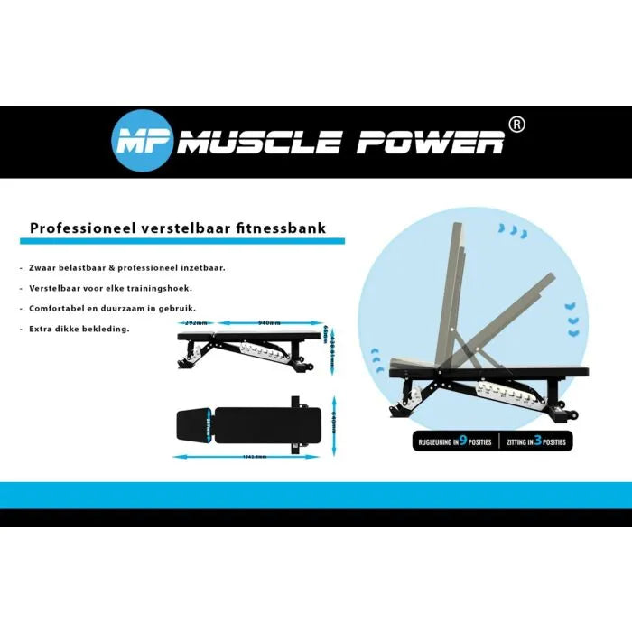 Muscle Power Verstelbare Fitnessbank — 9 Standen
